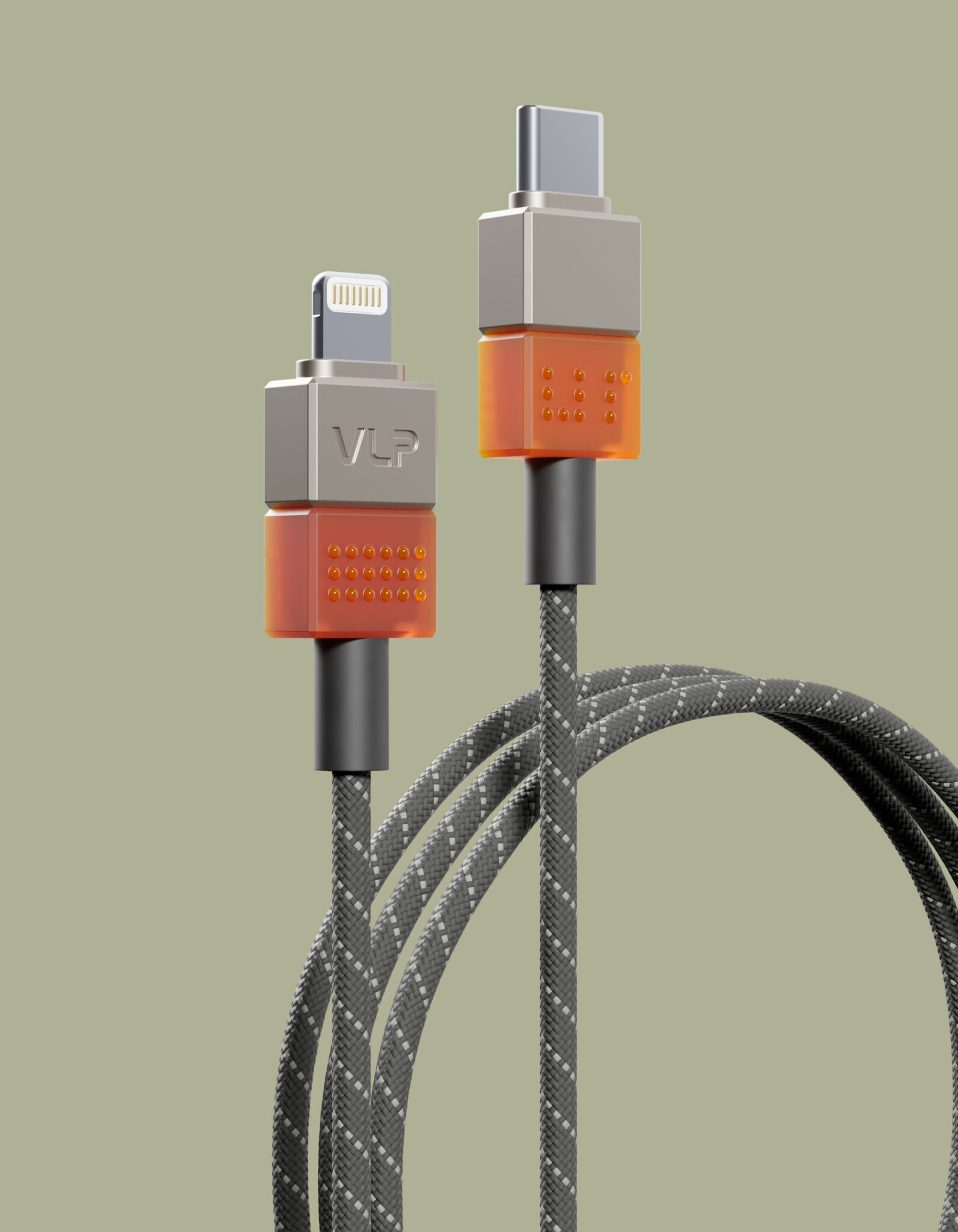 Кабель VLP NEO [USB-C - Lightning] 27W 150см, Amber gray (1037002) на фоне в магазине Nice case