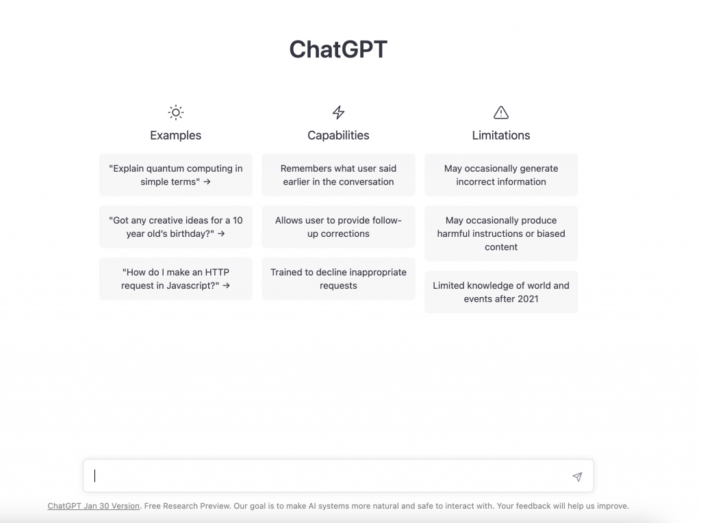 ChatGPT выглядит как обычный веб-чат